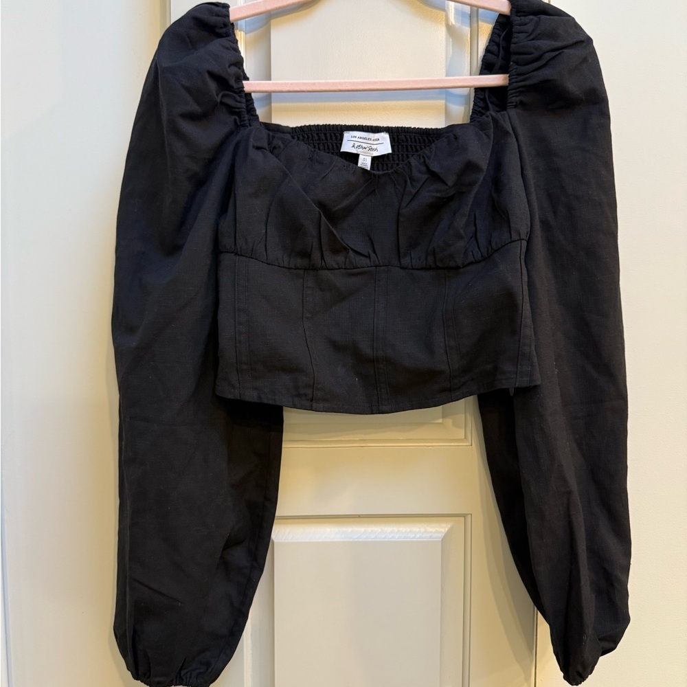 & Other Stories Charcoal Puff Sleeve Top